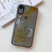 For iPhone XR Oil Painting Electroplating TPU Phone Case(Grey)