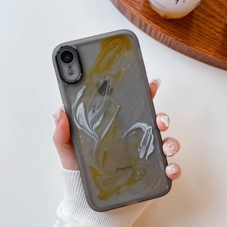 For iPhone XR Oil Painting Electroplating TPU Phone Case(Grey)