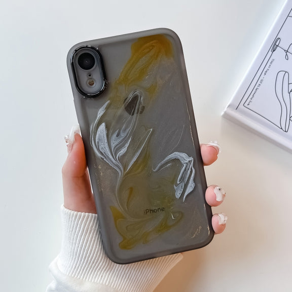For iPhone XR Oil Painting Electroplating TPU Phone Case(Grey)
