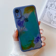 For iPhone XR Oil Painting Electroplating TPU Phone Case(Blue) - More iPhone Cases by PMC TechLife | Online Shopping South Africa | PMC TechLife