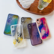 For iPhone XR Oil Painting Electroplating TPU Phone Case(Blue)