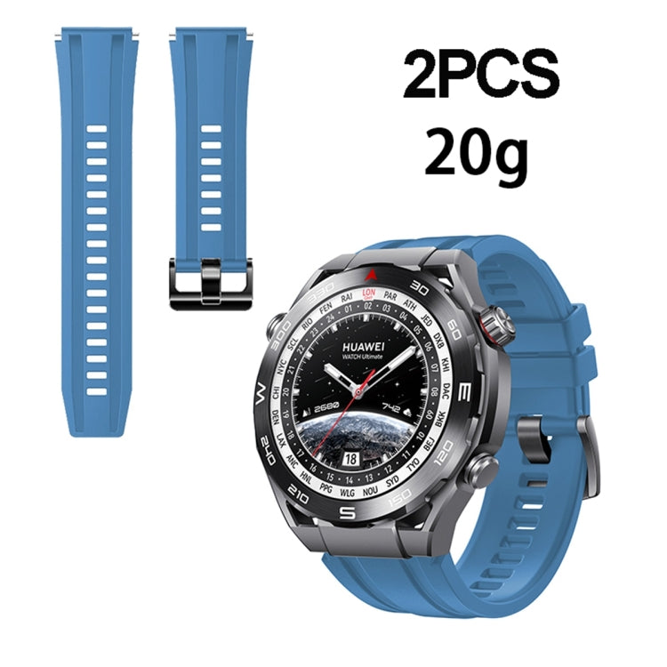 2pcs Regular Style For Huawei Watch Ultimate Silicone Replacement Watch Band(Navy Blue)