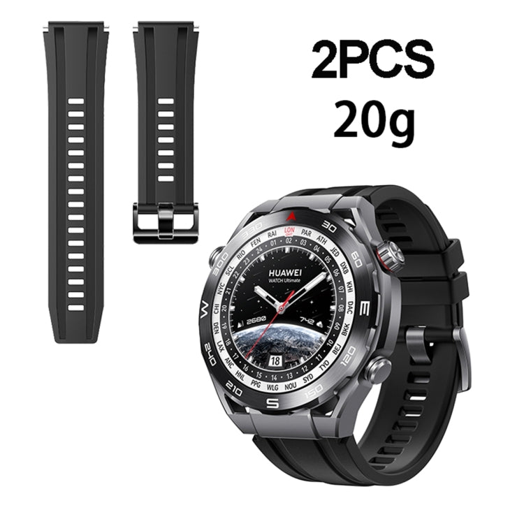 2pcs Regular Style For Huawei Watch Ultimate Silicone Replacement Watch Band(Black) -  by PMC TechLife | Online Shopping South Africa | PMC TechLife