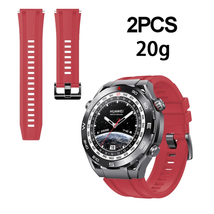 2pcs Regular Style For Huawei Watch Ultimate Silicone Replacement Watch Band(Red)