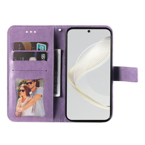 For Huawei nova 11 Seven-petal Flowers Embossing Leather Phone Case(Light Purple)