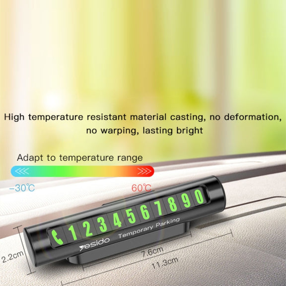 Yesido C68 Car Temporary Parking Card Magnetic Adsorption Luminous Phone Number Plate(Black)