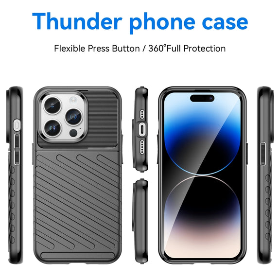 For iPhone 15 Pro Max Thunderbolt Shockproof TPU Phone Case(Black)