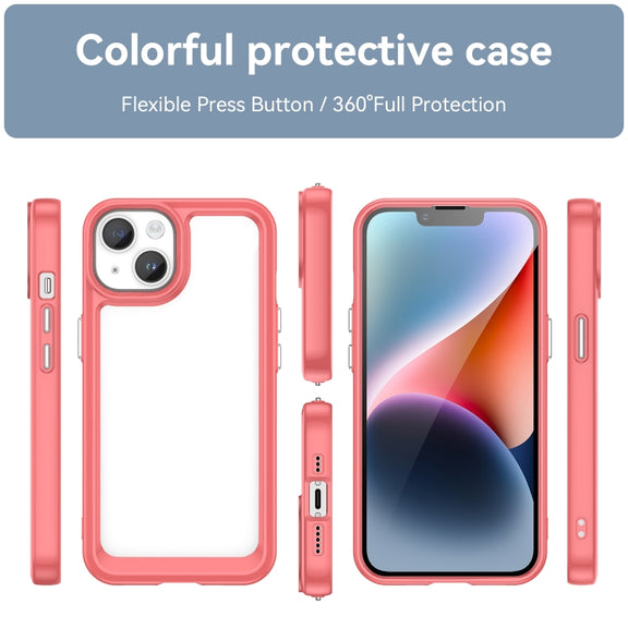 For iPhone 15 Colorful Series Acrylic + TPU Phone Case(Red)