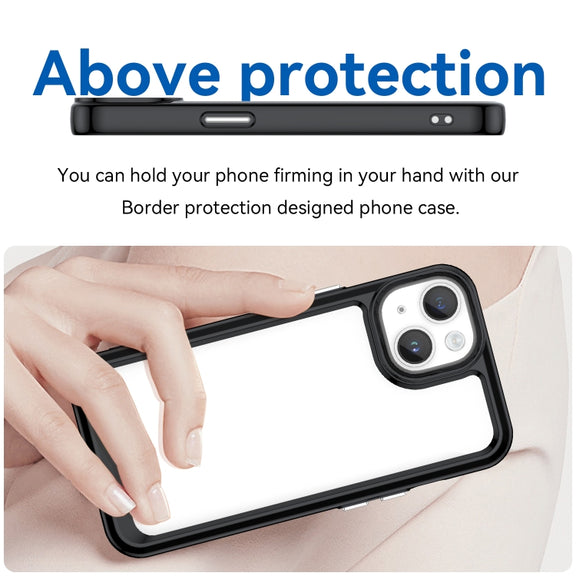 For iPhone 15 Plus Colorful Series Acrylic + TPU Phone Case(Black)