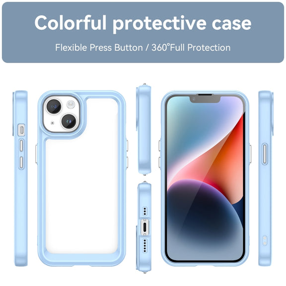 For iPhone 15 Plus Colorful Series Acrylic + TPU Phone Case(Blue)