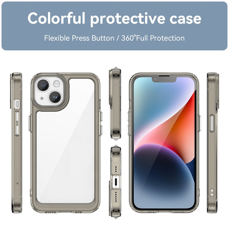 For iPhone 15 Plus Colorful Series Acrylic + TPU Phone Case(Transparent Grey)