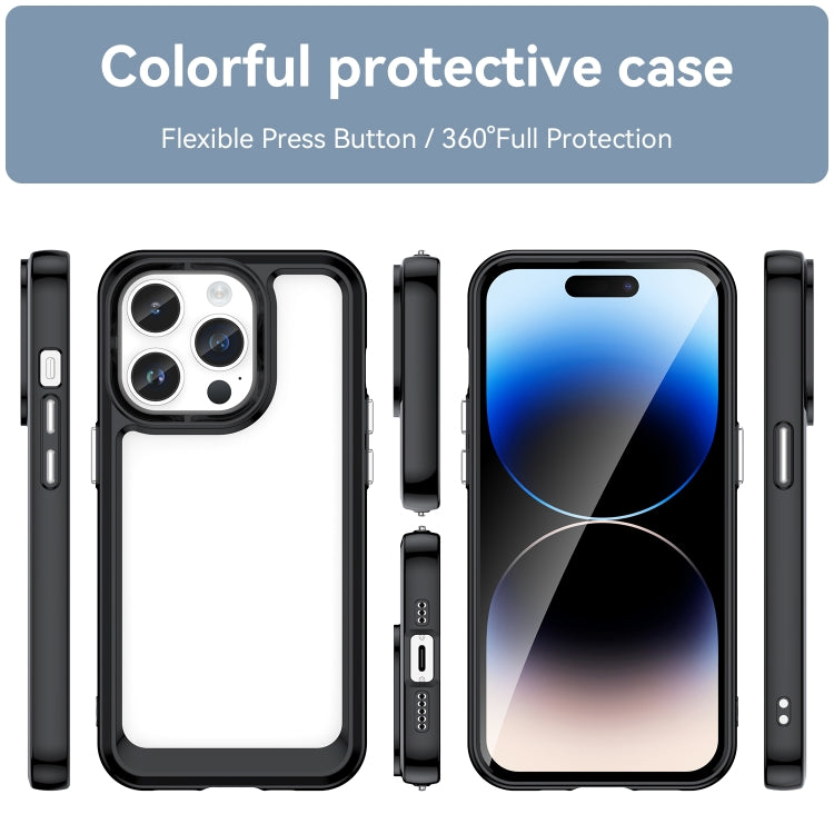For iPhone 15 Pro Colorful Series Acrylic + TPU Phone Case(Black)