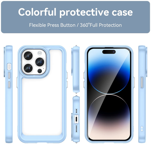 For iPhone 15 Pro Max Colorful Series Acrylic + TPU Phone Case(Blue)