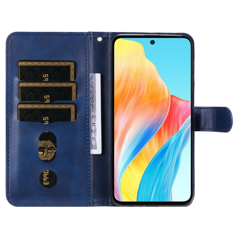 For OPPO A58 4G Fashion Calf Texture Zipper Leather Phone Case(Blue)