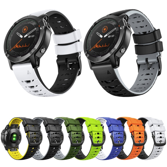 For Garmin Fenix 7 22mm Trapezoidal Quick Release Silicone Watch Band(Green Black)