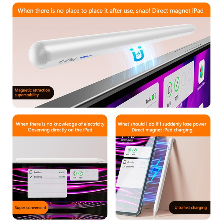 BP20Pro Magnetic Wireless Charging Active Bluetooth Stylus Pen(White)