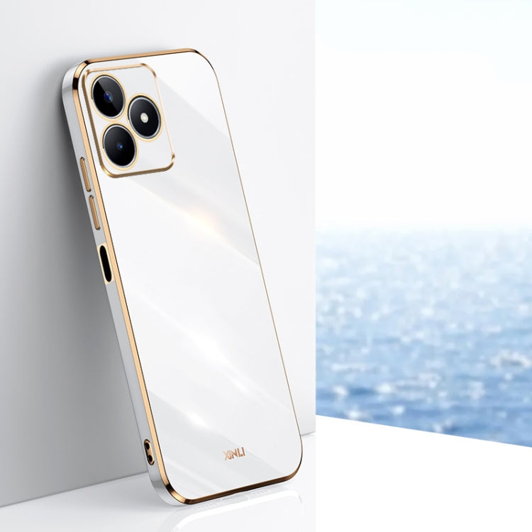 For Realme C53 2023 XINLI Straight 6D Plating Gold Edge TPU Phone Case(White) - free shipping - PMC TechLife - Order now!