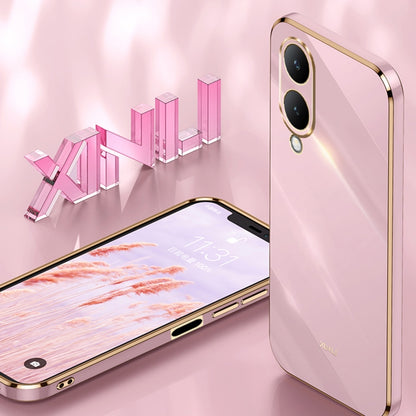 For vivo Y17S 4G XINLI Straight Edge 6D Electroplate TPU Phone Case with Ring Holder(Black) - vivo Cases by XINLI | Online Shopping South Africa | PMC Jewellery | Buy Now Pay Later Mobicred