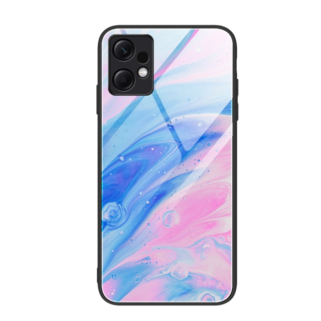For Xiaomi Redmi Note 12 4G Global Marble Pattern Glass Protective Phone Case(Pink)