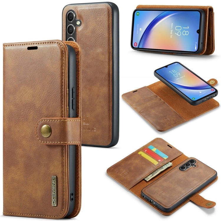 For Samsung Galaxy A34 5G DG.MING Crazy Horse Texture Detachable Magnetic Leather Case(Brown) - free shipping - PMC TechLife - Order now!