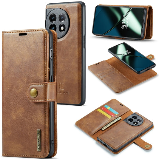 For OnePlus 11 DG.MING Crazy Horse Texture Detachable Magnetic Leather Case(Brown) - free shipping - PMC Jewellery - Order now!