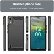 For Nokia C12 Brushed Texture Carbon Fiber TPU Phone Case(Black)