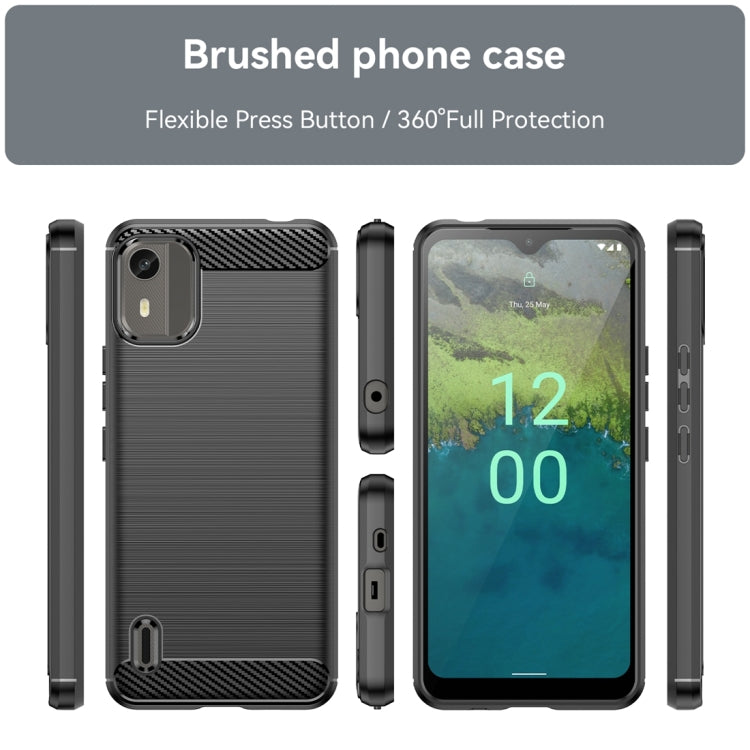 For Nokia C12 Brushed Texture Carbon Fiber TPU Phone Case(Black)