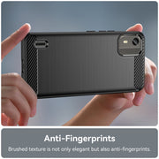 For Nokia C12 Brushed Texture Carbon Fiber TPU Phone Case(Black)