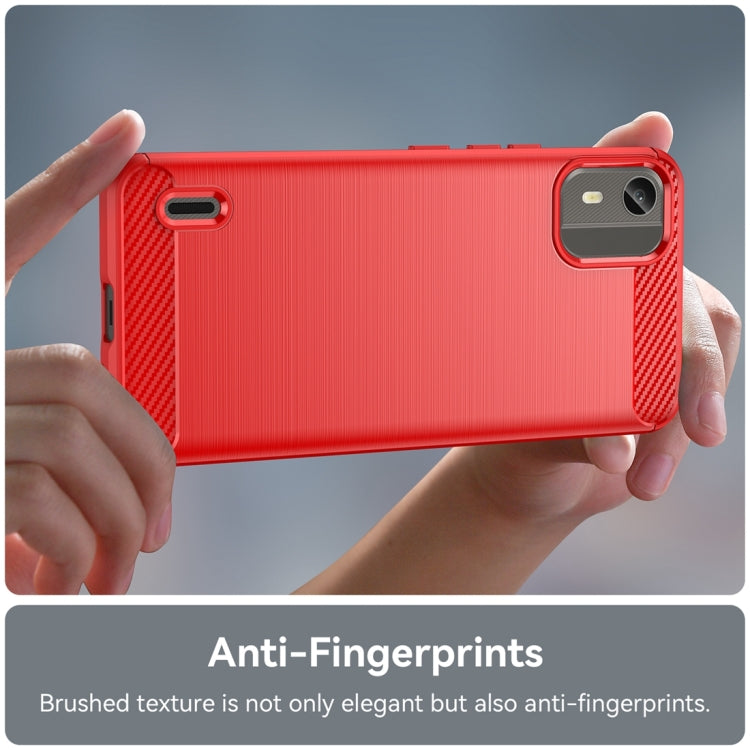For Nokia C12 Plus Brushed Texture Carbon Fiber TPU Phone Case(Red)