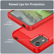 For Nokia C12 Plus Brushed Texture Carbon Fiber TPU Phone Case(Red)