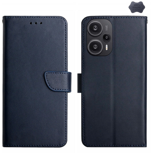For Xiaomi Poco F5 Genuine Leather Fingerprint-proof Flip Phone Case(Blue) - free shipping - PMC Jewellery - Order now!