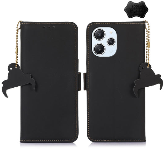 For Xiaomi Redmi 12 Genuine Leather Magnetic RFID Leather Phone Case(Black) - free shipping - PMC Jewellery - Order now!
