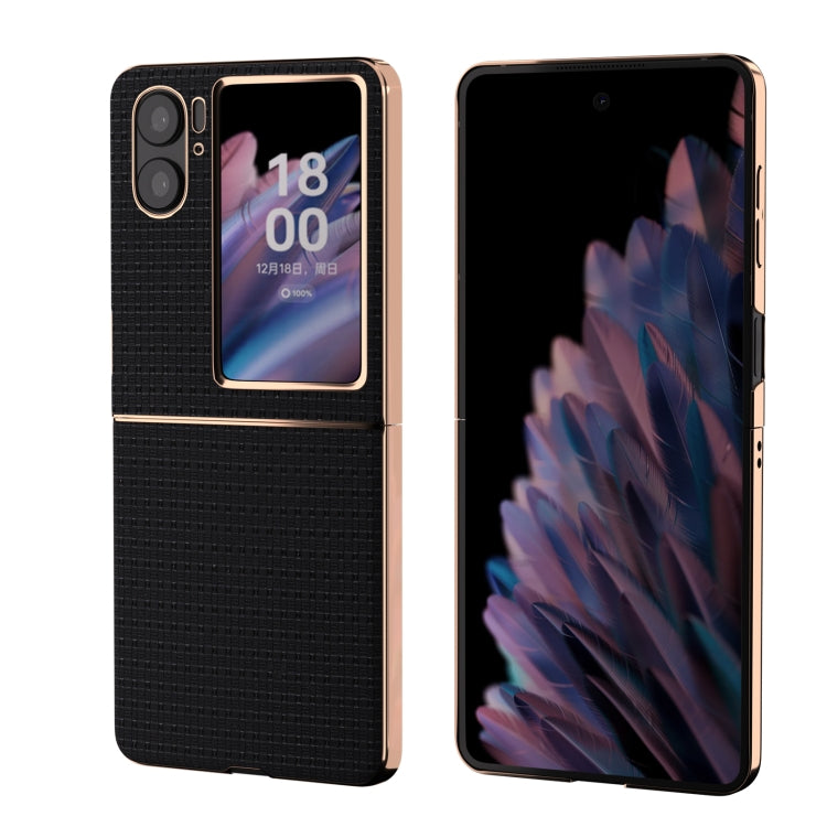 For OPPO Find N2 Flip Genuine leather luxury Nano Plating Phone Case(Black) - free shipping - PMC TechLife - Order now!