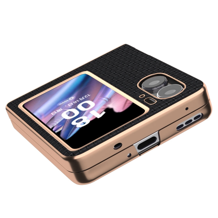 For OPPO Find N2 Flip Genuine leather luxury Nano Plating Phone Case(Black) - free shipping - PMC TechLife - Order now!