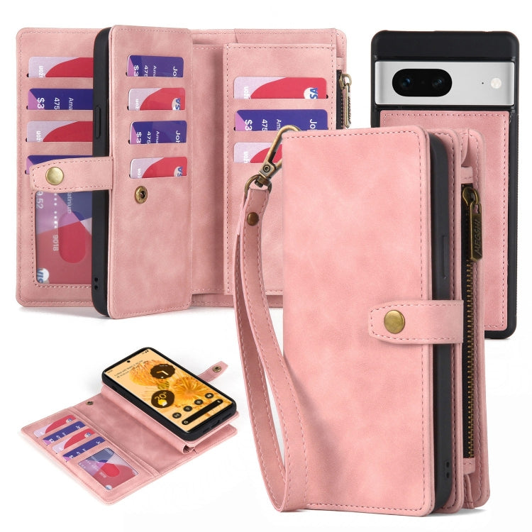 For Google Pixel 7 Zipper Wallet Detachable Magnetic Leather Phone Case(Pink) - free shipping - PMC TechLife - Order now!