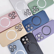 For iPhone 12 Pro Max Magsafe Magnetic PC Shockproof Phone Case With Camera Lens(Green)