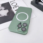 For iPhone 12 Pro Max Magsafe Magnetic PC Shockproof Phone Case With Camera Lens(Green)