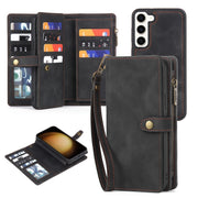 For Samsung Galaxy S23+ 5G Zipper Wallet Magnetic Detachable Leather Phone Case(Black)