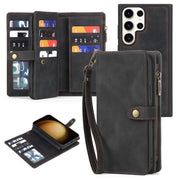 For Samsung Galaxy S23 Ultra 5G Zipper Wallet Magnetic Detachable Leather Phone Case(Black)