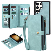 For Samsung Galaxy S23 Ultra 5G Zipper Wallet Detachable MagSafe Leather Phone Case(Blue)