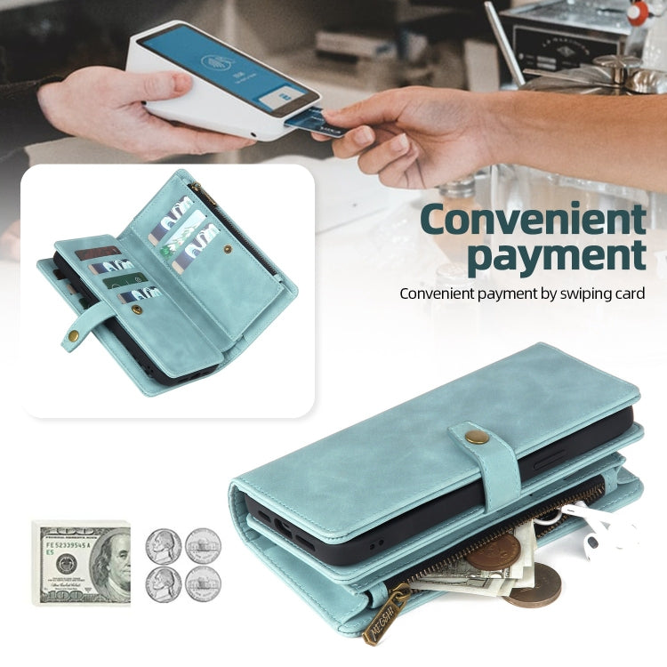 For Samsung Galaxy S20+ Zipper Wallet Detachable MagSafe Leather Phone Case(Blue) - Galaxy Phone Cases by PMC TechLife | Online Shopping South Africa | PMC TechLife