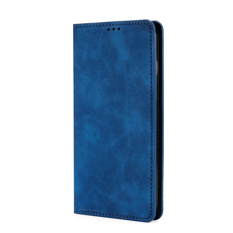 For Nokia C32 Skin Feel Magnetic Leather Phone Case(Blue)
