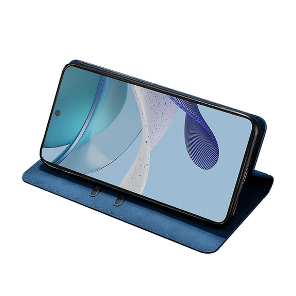 For Nokia C32 Skin Feel Magnetic Leather Phone Case(Blue)