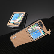 For Samsung Galaxy Z Flip5 ABEEL Carbon Fiber Texture Protective Phone Case(Gold)