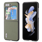 For Samsung Galaxy Z Flip5 ABEEL Carbon Fiber Texture Protective Phone Case(Green)