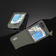 For Samsung Galaxy Z Flip5 ABEEL Carbon Fiber Texture Protective Phone Case(Green)