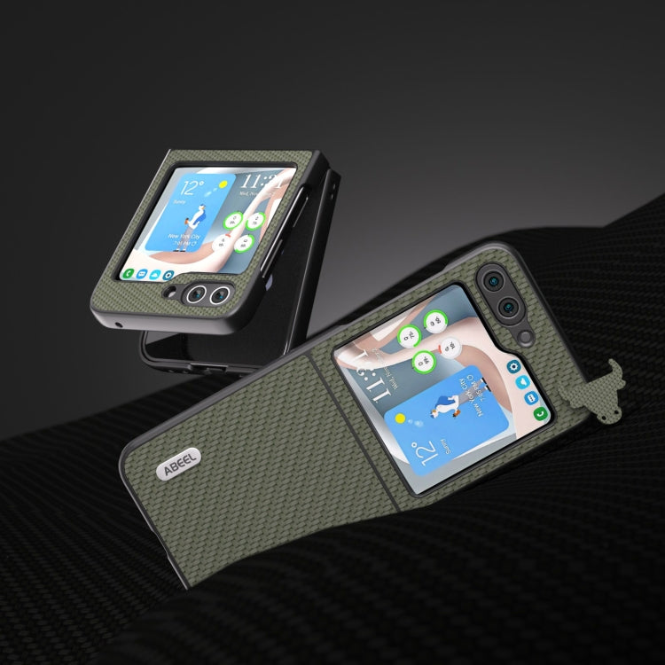 For Samsung Galaxy Z Flip5 ABEEL Carbon Fiber Texture Protective Phone Case(Green)