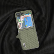 For Samsung Galaxy Z Flip5 ABEEL Carbon Fiber Texture Protective Phone Case(Green)