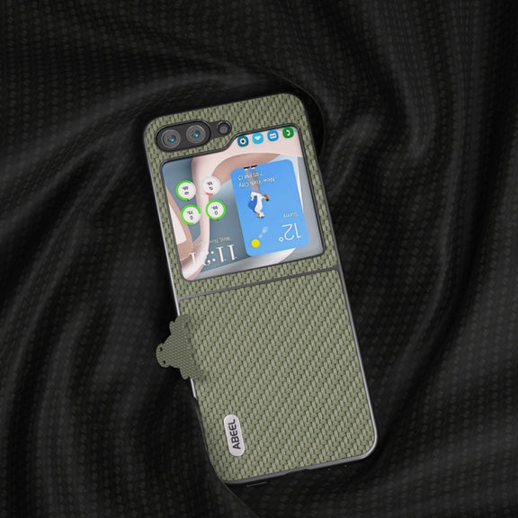 For Samsung Galaxy Z Flip5 ABEEL Carbon Fiber Texture Protective Phone Case(Green)