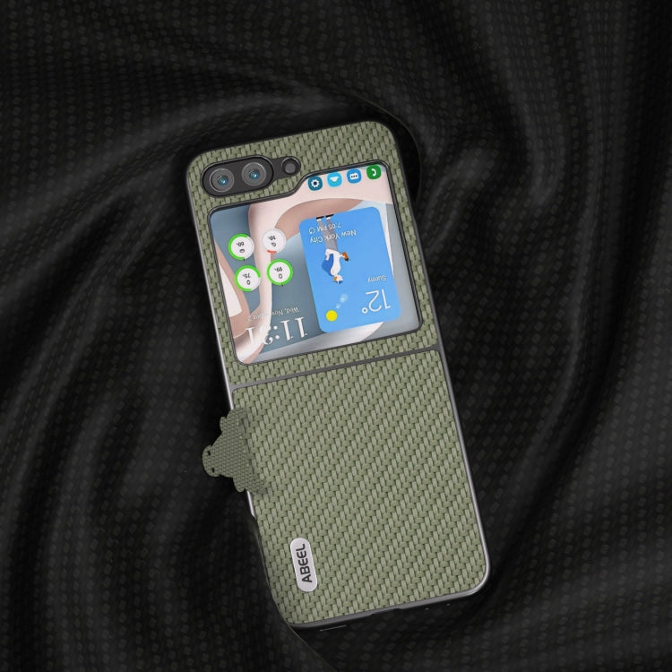 For Samsung Galaxy Z Flip5 ABEEL Carbon Fiber Texture Protective Phone Case(Green)